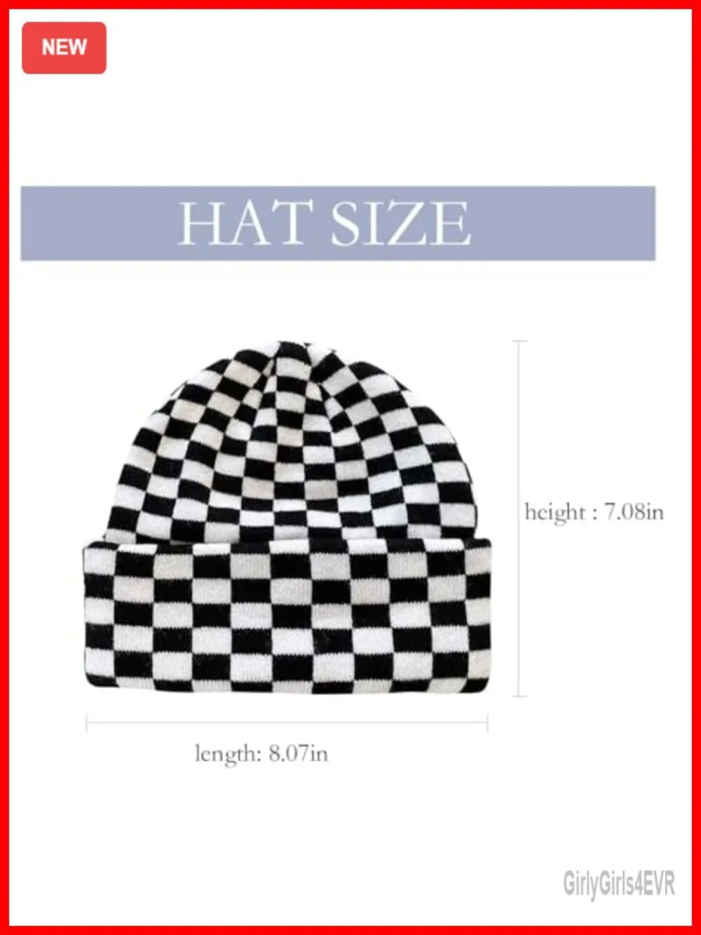 Checkered Print Slouchy Beanie - Soft Knit Skull Cap